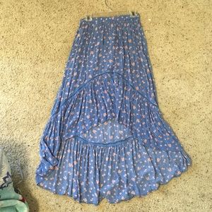 blue floral skirt